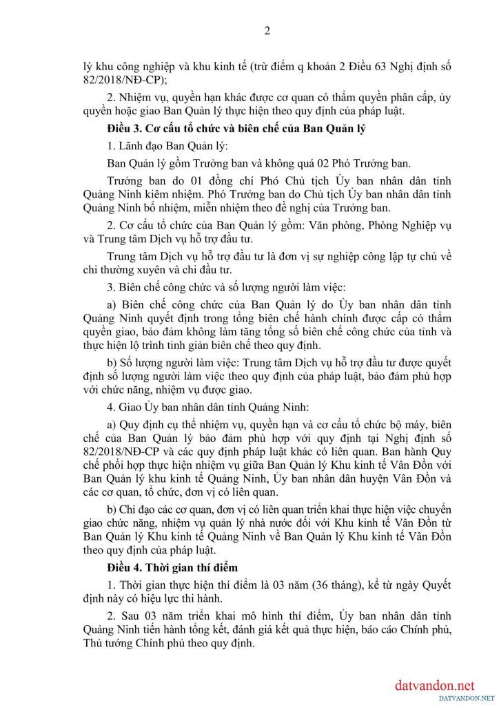 Ban quản lý khu kinh tế Vân Đồn Quảng Ninh